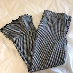 Zara Gingham Flare Pom Pom Pant